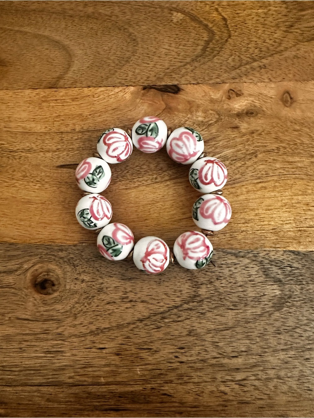 Anthropologie - Hand painted ceramic bead bracelet